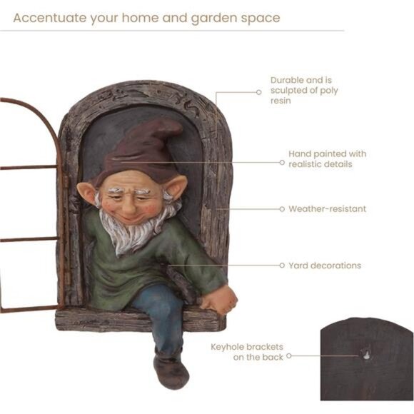 Bits and Pieces - 12-inch Elf Out The Door Tree Hugger - Yard Decorations - - Picture 4 of 8